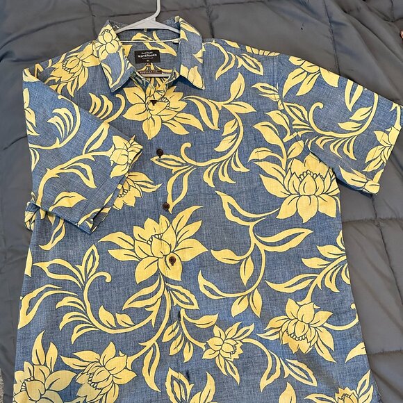 Quiksilver Waterman Collection Floral Shirt Button Up Mens Hawaiian Shirt XL - Picture 3 of 10